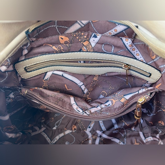 Tan Vegan Leather Tote with removable Strap - Picture 6 of 15